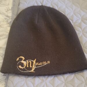 Brown Beanie with Gold Embroidery 3n1 Matt.28:19